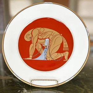 1987 Erte Samson and Delilah Display Plate 12" Red Gold Art Deco Bone China RARE - Picture 1 of 5