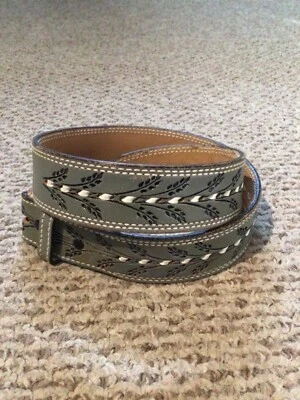 复古 Dun Dee 594B 西式灰色工具皮革腰带 38 码 — 第 1/4 张图片