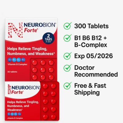 Neurobion Forte 300 Tabs | B1 B6 B12 B-Complex Supplement | Exp 02/2027 | USA - Image 1 of 4