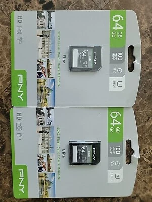 2 X NEW SEALED PNY Elite SDXC Flash Card Elite 64GB - Image 1 of 2