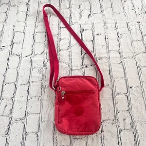 Bolso Bandolera Kipling Rojo Claro Bolsillos Ajustables Viaje Ligero Logo - Imagen 1 de 4