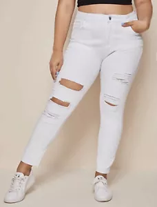 TALLA GRANDE 2X, 3X, - Para mujer elásticos blancos ligeros con rasgaduras en la parte delantera - Imagen 1 de 4