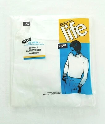 Jockey Life White Suprel Alpine Turtleneck Mens Large 42-44 Vintage USA NIP - Image 1 of 4