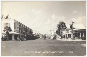 1940 Delray Beach, Florida - FOTO REAL Atlantic Blvd, autos - postal antigua - Imagen 1 de 2