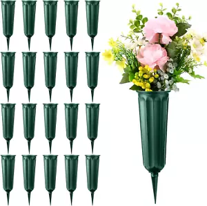 20 Pack Cemetery Vases with Spikes,Plastic Vases for Flowers,Grave Decorations f - Picture 1 of 12