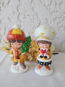 Paar 70er Jahre American Greetings Junge Mädchen Weihnachtsfiguren Weihnachtsdeko - Bild 1 von 6