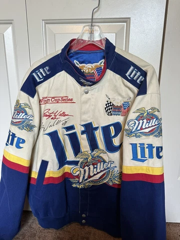 Rusty Wallace autographed NASCAR Racing vintage Miller lite Jeff Hamilton Coat Cover