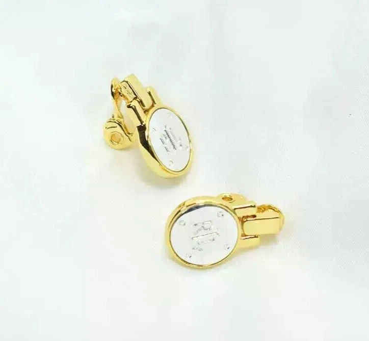 NUEVO Pendientes Ralph Lauren Dos Tonos Plata/Dorado Cresta RLL Clip-On Foto 1 de 4