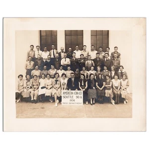 American Can Company Arbeiter Foto 1936 Vintage Seattle Factory Presseabteilung - Bild 1 von 2