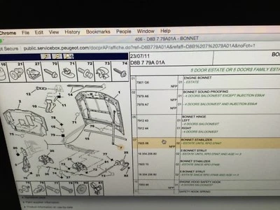 PEUGEOT 406 CAPÓ PUNTAL HIDRÁULICO GAS 792508 genuino koblenz 7157f0 excepto golpe Foto 1 de 4