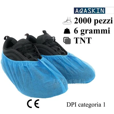 2000 pezzi Copriscarpe Monouso TNT Blu calzari copri scarpa usa e getta DPI 6gr - Immagine 1 di 4