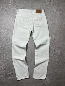 Vintage Levi’s 501 White Straight Leg Jeans W34 L34 Made in UK Denim Pants - Picture 1 of 13