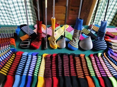 Knitted Zebra Style Golf Club Head Covers - Driver, Fairway, Putter - Universal - Image 1 of 4