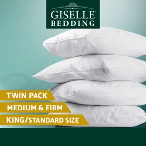 Giselle Bedding Pillows Hotel Family 4 Pack Pillow Bed Soft Medium Firm Cotton - Picture 1 of 12
