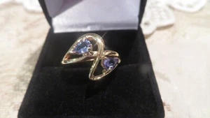 Splendido Anello Tanzanite Oro Giallo Solido 10 K Taglia 7 1/2 2,6 gr - Foto 1 di 7