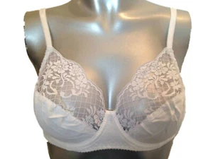 Nina White Underwired Bra Pretty floral & diamond lace top cups No padding - Picture 1 of 1