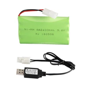 9,6V 2400mAh Ni-MH AA Akkus Tamiya Stecker + USB-Ladegerät für RC Car Auto Boot - Bild 1 von 8
