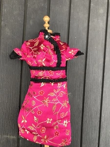 Quality Hot Pink Oriental Style Chinese Embroidery Dress For dolls Uk Seller - Picture 1 of 4