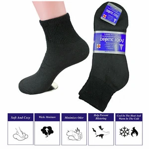 12 Pairs Diabetic Ankle Quarter Crew Socks Health Cotton Men Women Circulatory