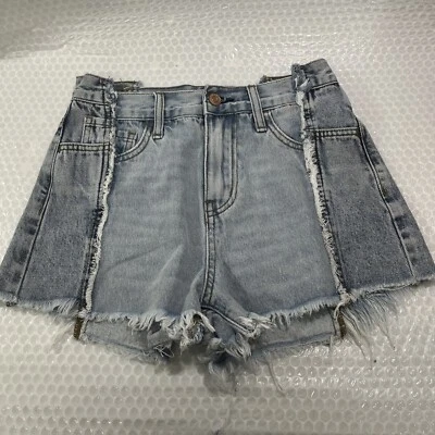 Pantalones Cortos Flying Monkey Mujer 23 Azul Jean Denim Dobladillo Crudo Grunge Informales RARO Foto 1 de 4