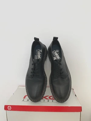 NUEVO EN CAJA CALZADO/ZAPATOS MUJER RIEKER "OLIVIA" CON CORDONES ESTILO OXFORD NEGRO US9.5/EU 41 Foto 1 de 4