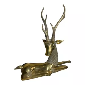 Moderno de mediados de siglo MCM Sarreid grande latón metal ciervo ciervo escultura decoración - Imagen 1 de 5