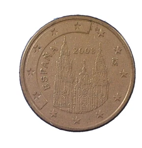 WORLD COIN SALE-2008 SPAIN 5 EURO CENT--COPPER PLATED STEEL COMP. COIN-KM#1042 - Picture 1 of 3