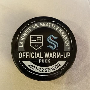 SEATTLE KRAKEN Los Angeles Kings USED Warm-Up Puck 3/26/2022 Inaugural Season - Picture 1 of 2