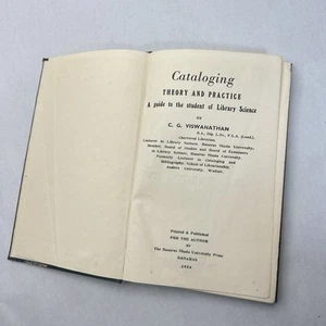 Cataloguing Theory and Practice by C. G. Viswanathan Library Science Vintage - Picture 1 of 19