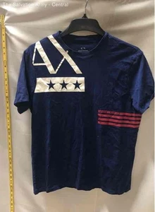 Armani Exchange Mens Blue Short Sleeve Round Neck Pullover T-Shirt Size Large - Picture 1 of 6