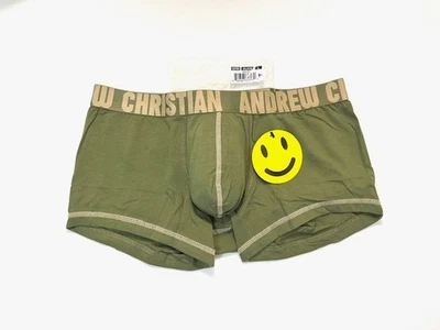 Calzoncillos boxer Andrew Christian talla L de algodón liso con costuras en contraste - oliva Foto 1 de 4