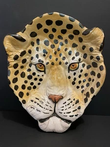 3D Ceramic Leopard Dish Or Tray Hand Made & Painted In Italy 8.5”x 10.5” Heavy - Picture 1 of 8