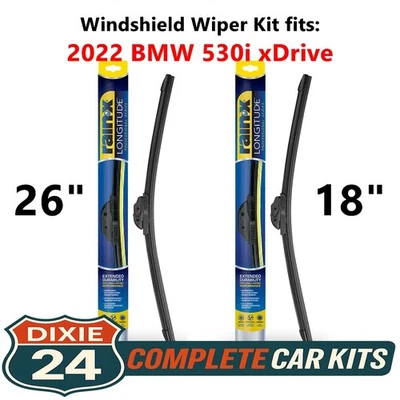 Rain-X Longitude Windshield Wiper Kit fits: 2022 BMW 530i xDrive (26" & 18") - Image 1 of 4