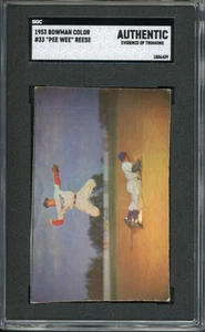 1953 Bowman Color Pee Wee Reese #33 SGC Authentic Evidence of Trimming Iconic - Picture 1 of 2