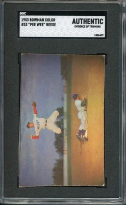 Bowman Color Pee Wee Reese 1953 #33 SGC auténtica evidencia de recorte icónico Foto 1 de 2