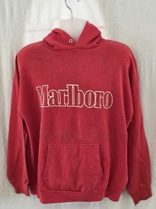 Sudadera con Capucha Tultex Roja Logo Marlboro Años 80 De Colección Talla XL DESGASTADA LEER - Imagen 1 de 12