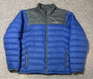 Eddie Bauer Puffer Jacket Uomo LT Piumino d’oca Blu Trapuntato Outdoor - Foto 1 di 14