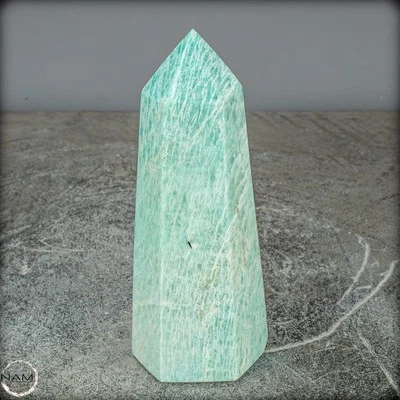 Natürlicher Funkelnder Amazonit Kristall-Obelisk - 761,43g - Bild 1 von 4