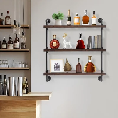 3-Tier Wine Bottles Floating Shelves Display Storage Organizer for Home Bar - Image 1 of 4