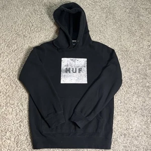 HUF Black Pullover Hoodie Jacket Mens Size M Medium Skateboarding Skate Culture - Picture 1 of 8