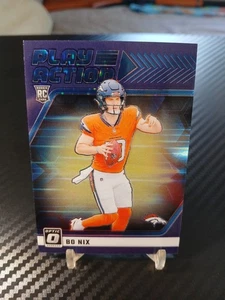 2024 Panini Donruss Optic Bo Nix RC #9 Rookie Play Action Purple Stars SSP 18/25 - Bild 1 von 5