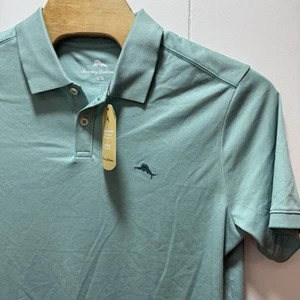 Tommy Bahama Polo Shirt Frosted Jade Men’s Size Large Short Sleeve Logo NEW - Picture 1 of 9