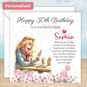 Personalised HAPPY BIRTHDAY CARD Girl Friend Daughter Granddaughter Sister Rose - Picture 1 of 13
