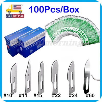 100pcs/box Dental Surgical Blade Sterile Carbon Steel Scalpel #10/11/15/22/24/60 - Image 1 of 4