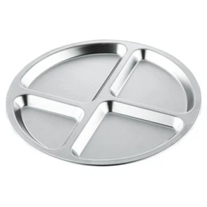 Divided Plate Tray Cafeteria Portion Control Plate Lunch Holder Stainless Steel - Picture 1 of 12