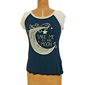 Moonchild Mujer Take Me To the Moon Camiseta Manga Corta Manga Raglán Pequeña - Imagen 1 de 8