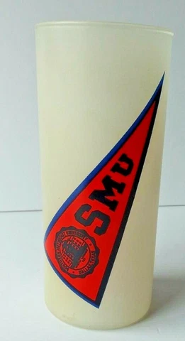 SMU, SOUTHERN METHODIST UNIVERSITY PENNANT/ MUSTANGS PERUNA MASCOT FROSTED GLASS Cover
