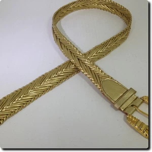 Ausverkauf - Gold geflochtener Gürtel mit Lederbesatz Accessoire 40" x 1,5" - Bild 1 von 5