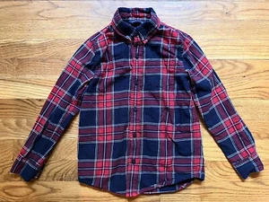 Janie & Jack Boys Size 6 Red Blue Holiday Plaid Flannel Shirt Button Down - Picture 1 of 7