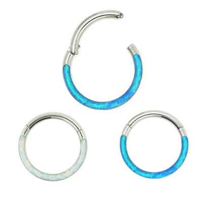 1,2mm Clicker Segment Ring Opal Stein Rand vorne Septum Ohr Piercing Silber - Bild 1 von 4